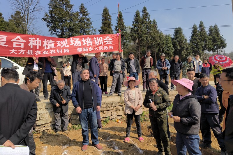 3月14日，農(nóng)技人員在貴州省大方縣鼎新鄉(xiāng)作大豆玉米帶狀復(fù)合種植培訓(xùn)。（肖遠(yuǎn)莉 攝）.jpg