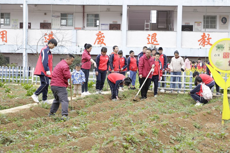 3月24日，大方縣特殊教育學(xué)校師生在春耕實(shí)踐中翻土。（何力輝 攝）.jpg