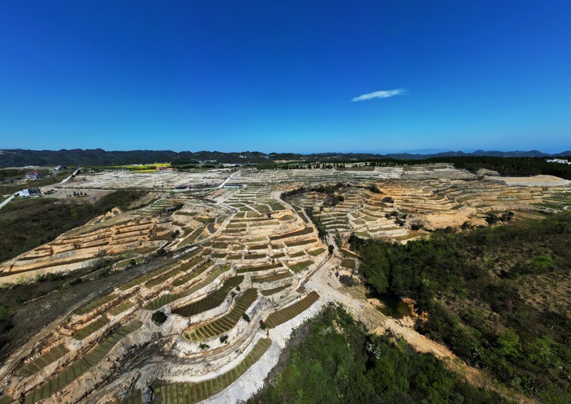 4月17日，貴州省大方縣長石鎮(zhèn)長青村海花種植基地航拍。何志剛攝