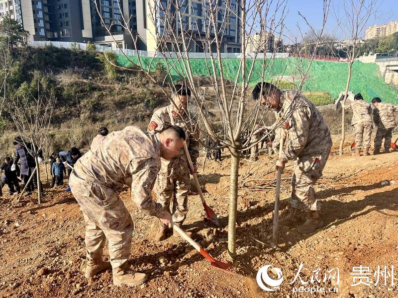 干部群眾積極參與植樹(shù)活動(dòng)。人民網(wǎng) 李麗萍攝